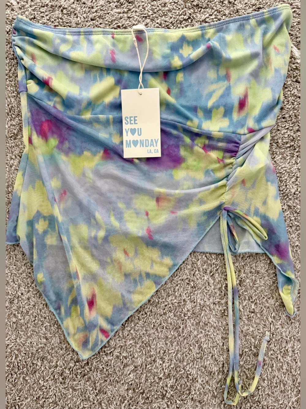 NWT See You Monday Pastel Tie-Dye Asymmetrical Women’s Tube Top
